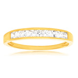 Cubic Zirconia Channel Ring in 9ct Yellow Gold