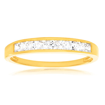 Cubic Zirconia Channel Ring in 9ct Yellow Gold