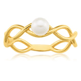 9ct Yellow Gold Twist Ring with Pearl
