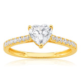 9ct Yellow Gold Zirconia Heart Shape Ring