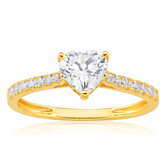 9ct Yellow Gold Zirconia Heart Shape Ring