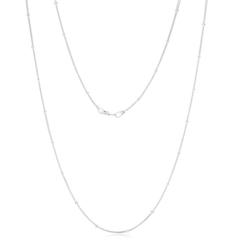 Sterling Silver 35 Gauge 45cm Ball Station Snake Chain