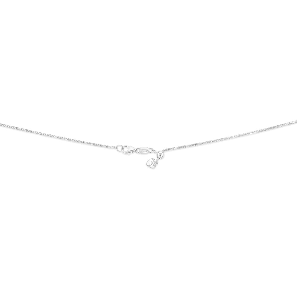 Sterling Silver Wheat Adjustable Heart Drop Chain 55cm