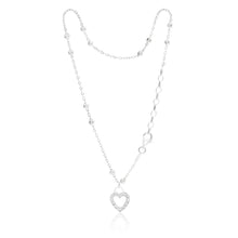 Load image into Gallery viewer, Sterling Silver Cubic Zirconia Heart 26cm Anklet