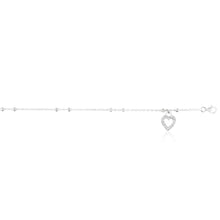 Load image into Gallery viewer, Sterling Silver Cubic Zirconia Heart 26cm Anklet