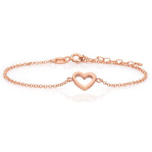 Load image into Gallery viewer, Sterling Silver and Rose Plated 18cm Heart Bracelet