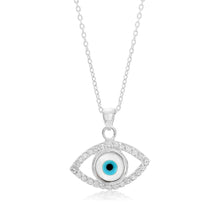 Load image into Gallery viewer, 45cm Sterling Silver Zirconia Evil Eye Pendant on Sterling Silver Chain
