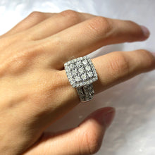 Load image into Gallery viewer, Sterling Silver 1 Carat Cushion Shape Cluster Diamond Ring