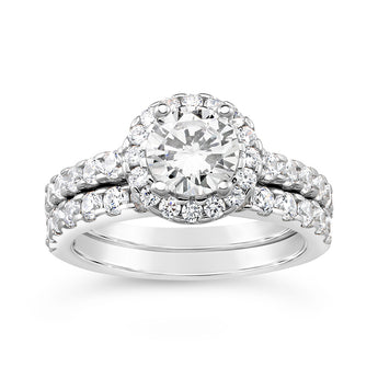 Sterling Silver Zirconia 2 Ring Set