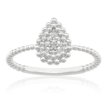 Load image into Gallery viewer, Sterling Silver 0.01 Carat Diamond Pear Shape Ring with 2 Brilliant Cut Diamonds
