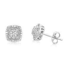 Load image into Gallery viewer, 0.10 Carat Diamond Stud Earring Set with 30 Brilliant Diamonds in Sterling Silver