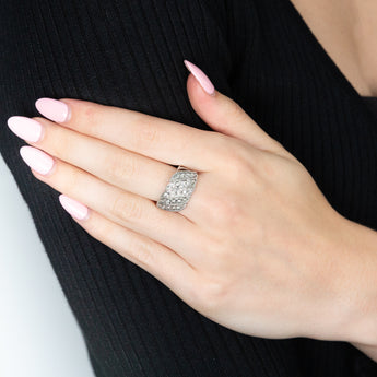 1/5 Carat Diamond Ring with 25 Brilliant Diamonds in Sterling Silver
