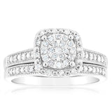 1/4 Carat Diamond 2-Ring Bridal Set in Sterling Silver