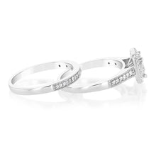 Load image into Gallery viewer, Sterling Silver 1/4 Carat Diamond  2-Ring Bridal Set