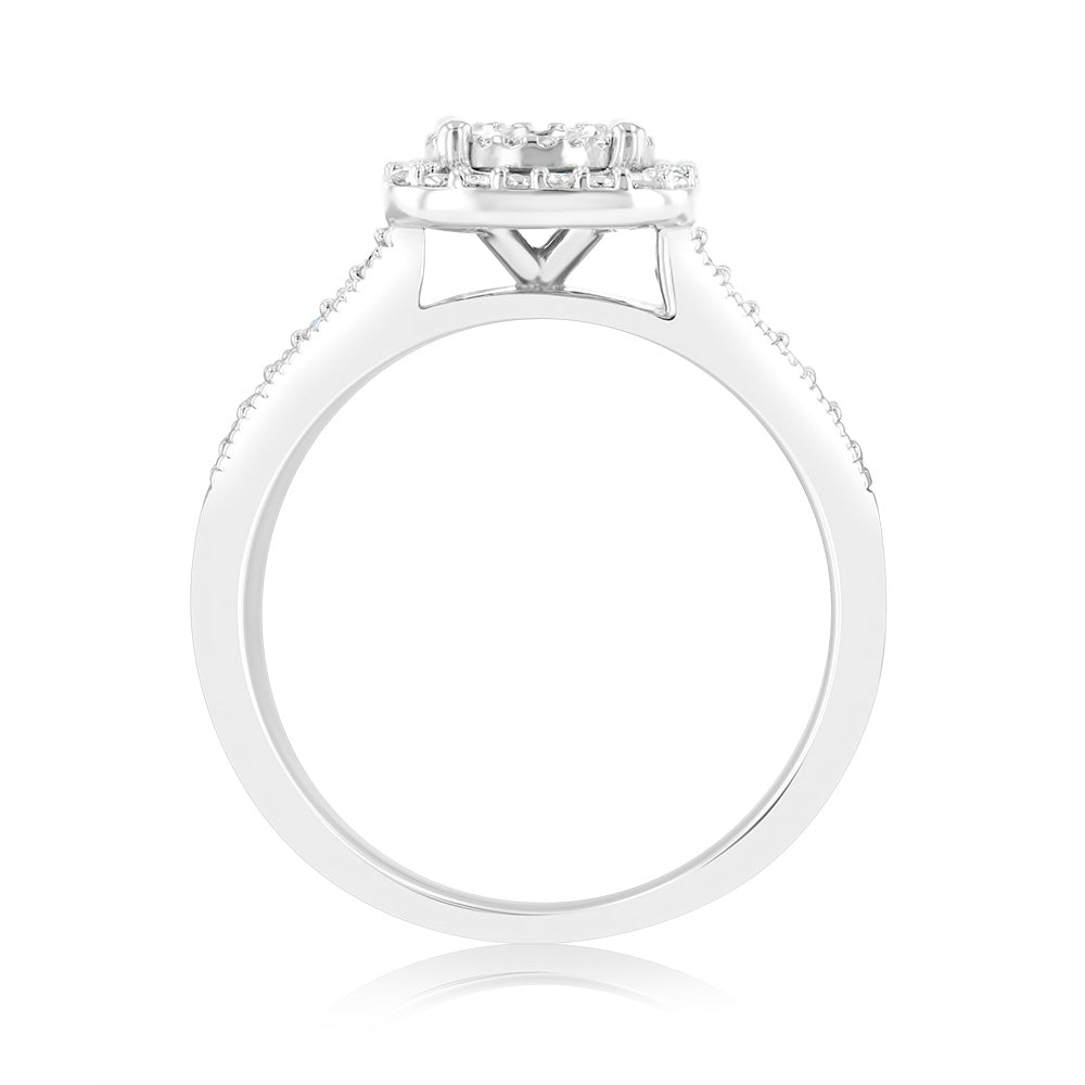 Sterling Silver 1/4 Carat Diamond  2-Ring Bridal Set