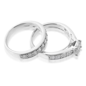 1/2 Carat Diamond 2-Ring Bridal Set in Sterling Silver