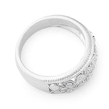 Sterling Silver 0.04 Carat Diamond Filigree Ring with 10 Brilliant Cut Diamonds