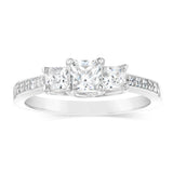 Sterling Silver Zirconia Princess Cut Trilogy Ring