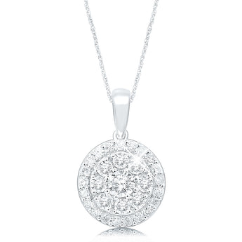 Silver 1/2 Carat Pendant with 32 Brilliant Diamonds