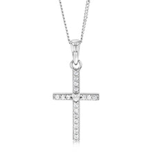 Load image into Gallery viewer, Sterling Silver Zirconia Cross Pendant