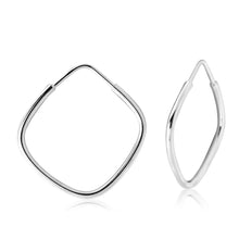 Load image into Gallery viewer, Sterling Silver 30mm Angled Square Hoop Earrings