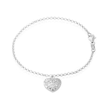 Load image into Gallery viewer, Sterling Silver 19cm Filigree Heart Charm Bracelet