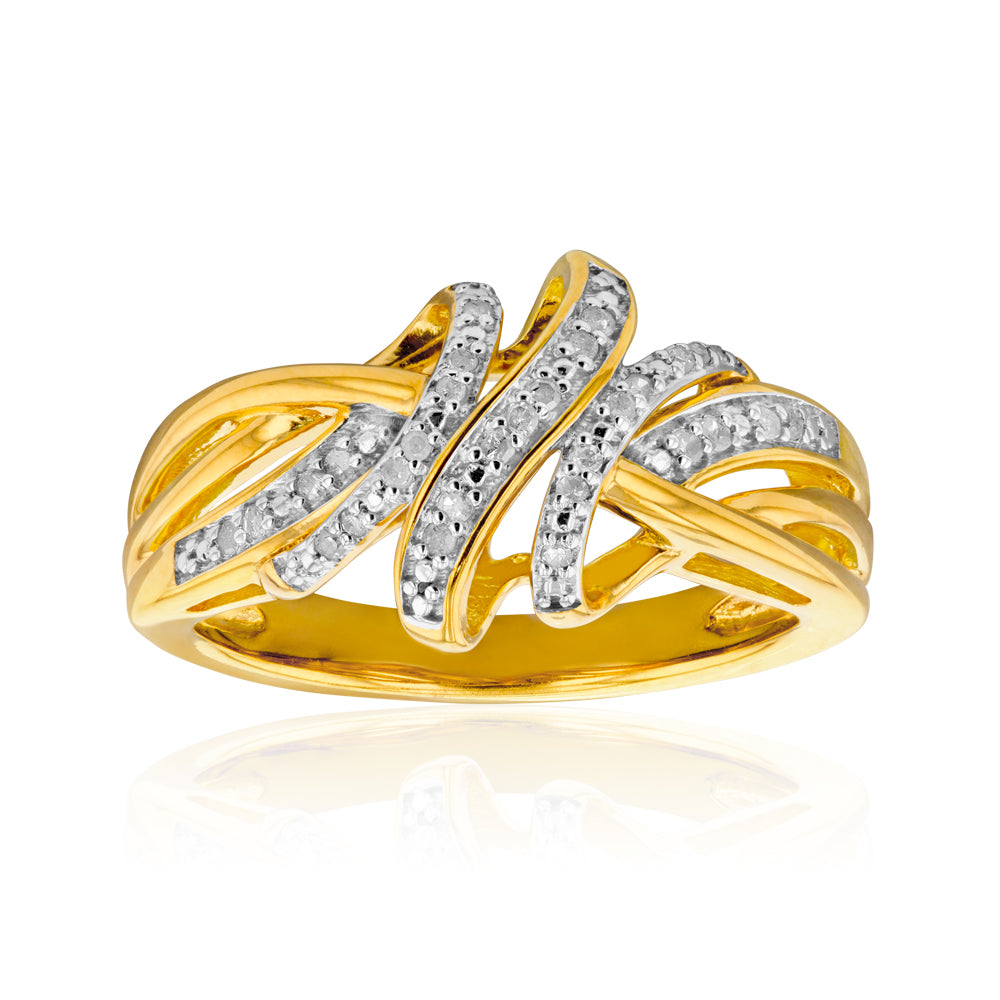 Gold Plated Silver Diamond Ring No resize
