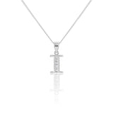 Sterling silver Cubic Zirconia  Initial "I" Pendant