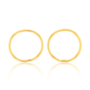 Gold Plated Sterling Silver 13mm Plain Sleeper Earrings