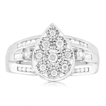 Load image into Gallery viewer, 1/2 Carat Diamond Pear Shape Cluster Dress Ring in Sterling Silver