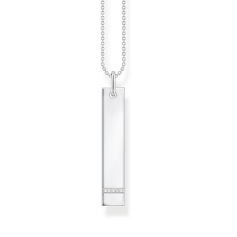 Thomas Sabo Engrav Slim Tag Cubic Zirconia On 40-45cm Chain