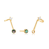 Ania Haie Gold Plated Sterling Silver Tidal Ablone Double Stud Earrings