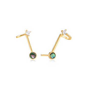 Ania Haie Gold Plated Sterling Silver Tidal Ablone Double Stud Earrings