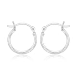 Sterling Silver Plain Round 15mm Hoop Earrings