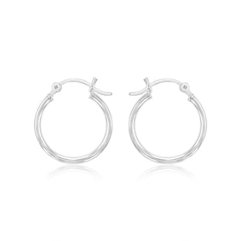 Sterling Silver Plain Round 20mm Hoop Earrings