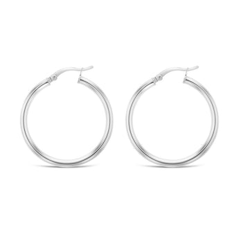 Sterling Silver Plain 30mm Hoop Earrings