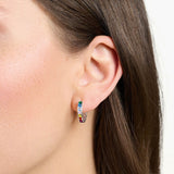 Thomas Sabo Sterling Silver Rainbow Heritage Baguette CZ Hoop Earrings