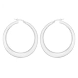 Sterling Silver Rhodium Plated 50mm Graduated Creole Earrings