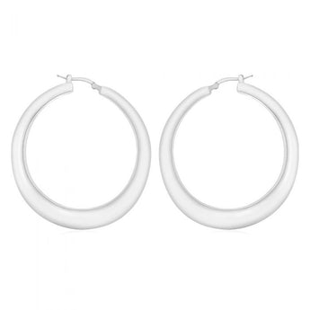 Sterling Silver Rhodium Plated 50mm Graduated Creole Earrings