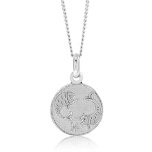 Load image into Gallery viewer, Sterling Silver Rhodium Plated Round Zodiac Pisces Pendant