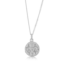 Load image into Gallery viewer, Sterling Silver Rhodium Plated Round Zodiac Gemini Pendant