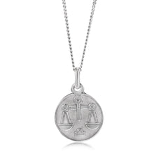 Load image into Gallery viewer, Sterling Silver Rhodium Plated Round Zodiac Libra Pendant
