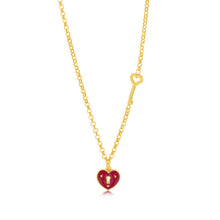 Load image into Gallery viewer, Sterling Silver Yellow Gold Plated Red Heart On 45cm Chain