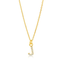 Load image into Gallery viewer, Sterling Silver Yellow Gold Plated Initial &quot;J&quot; Pendant on 45cm Chain