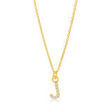 Sterling Silver Yellow Gold Plated Initial "J" Pendant on 45cm Chain