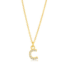 Load image into Gallery viewer, Sterling Silver Yellow Gold Plated Initial &quot;C&quot; Pendant On 45cm Chain