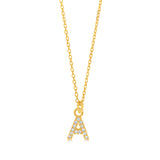 Sterling Silver Yellow Gold Plated Initial "A" Pendant on 45cm Chain