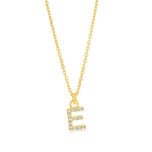 Load image into Gallery viewer, Sterling Silver Yellow Gold Plated Initial &quot;E&quot; Pendants On 45cm Chain