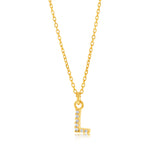Sterling Silver Yellow Gold Plated Initail "L" Pendant On 45cm Chain