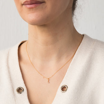 Sterling Silver Yellow Gold Plated Initail "L" Pendant On 45cm Chain